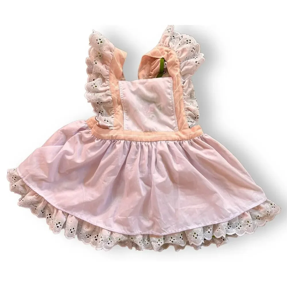 Rosa Flamenco Strawberry Ruffle Pinafore Smock Dress 7/8 Pink